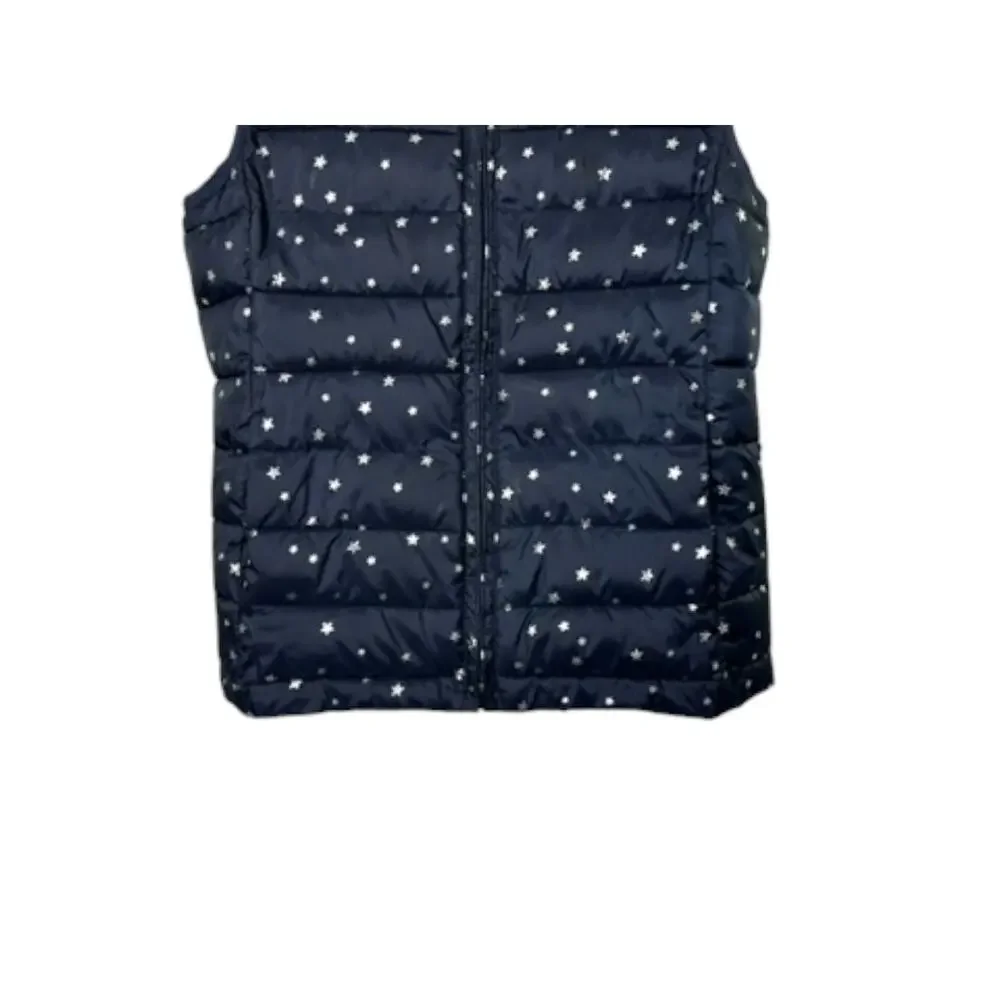 Gap Primaloft Lightweight Navy Blue Silver Star Print Puffer Vest Girl's Medium